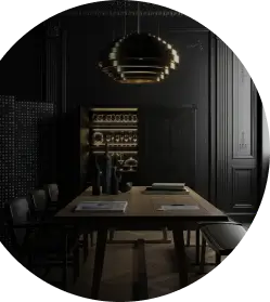 дорогой темный с золотом интерьер